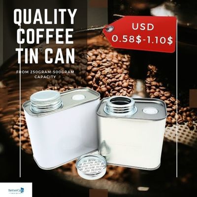 café Bean Tin Rust Resistant Square Tea Tin Cans en métal 9Oz