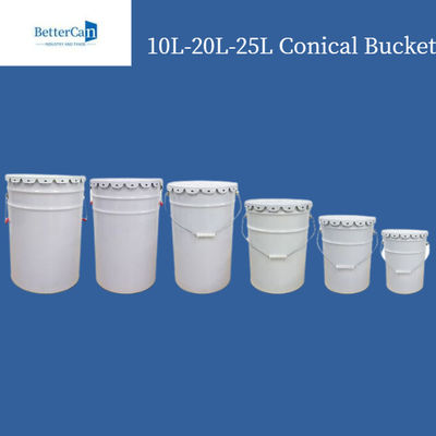 20L blanc Pail Bucket, tambour métallique empilable de 20 litres avec la poignée en acier