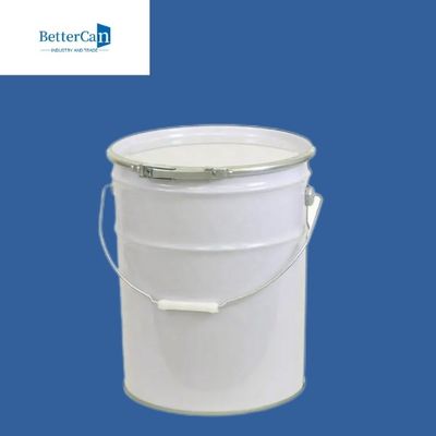 Seau à peinture rond en métal 20L extérieur blanc avec couvercle en métal