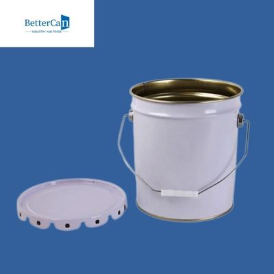 Seau en acier blanc de 5 gallons, réutilisant de vieux bidons de peinture pour emballer le revêtement marin