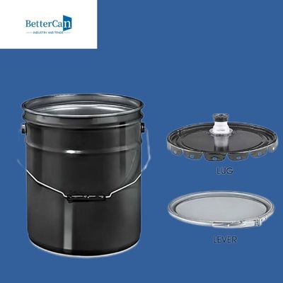 Huile chimique seaux en métal de 5 gallons, seau de noir de 20 litres avec la poignée
