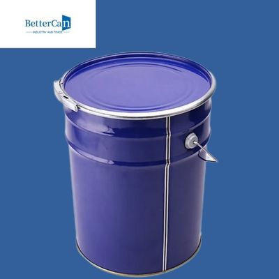 Seau bleu de peinture en métal de 5 gallons, métal rond Pail With Handle