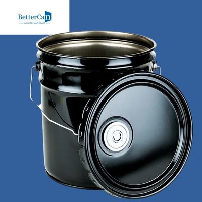 seau de peinture en métal de 0.32mm-0.43mm    seau du noir 20l avec le couvercle