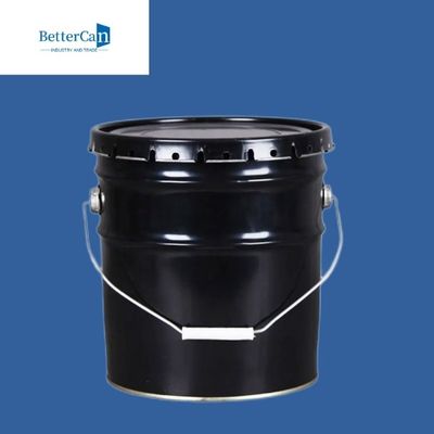 Huile chimique seaux en métal de 5 gallons, seau de noir de 20 litres avec la poignée