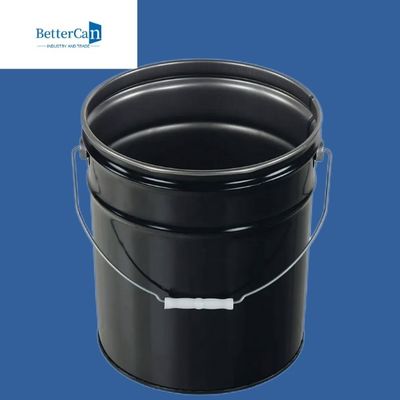 seau de peinture en métal de 0.32mm-0.43mm    seau du noir 20l avec le couvercle