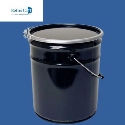 Huile chimique seaux en métal de 5 gallons, seau de noir de 20 litres avec la poignée