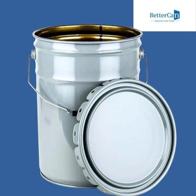 Boîte chimique de peinture extérieure en métal 20L de seau fait sur commande de peinture       Avec le couvercle de fleur