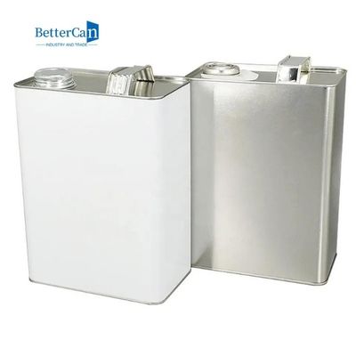 Un matériel rectangulaire blanc de fer-blanc de boîte en métal de gallon pour l'huile à moteur