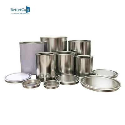 Petites boîtes sans doublure de peinture autour des boîtes vides de peinture en métal avec des couvercles