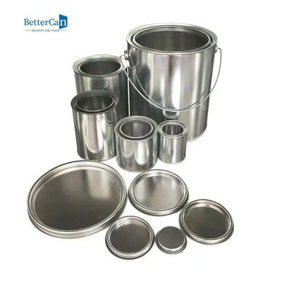Petites boîtes sans doublure de peinture autour des boîtes vides de peinture en métal avec des couvercles