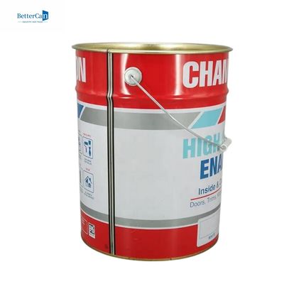 Un seau de peinture métallique blanc de 20 litres, un seau d'étain métallique de 5 gallons, avec un joint en caoutchouc.
