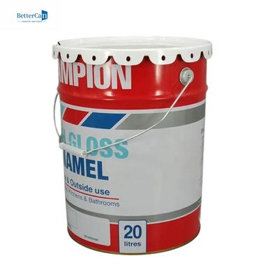 Un seau de peinture métallique blanc de 20 litres, un seau d'étain métallique de 5 gallons, avec un joint en caoutchouc.