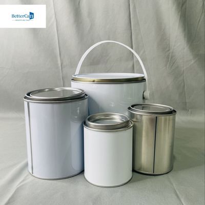 4 litres de bouteille en fer blanc ronde en bois, emballage de revêtement en bois, 1 gallon de boîtes de peinture creuses OEM