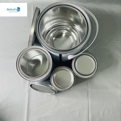 4 litres de bouteille en fer blanc ronde en bois, emballage de revêtement en bois, 1 gallon de boîtes de peinture creuses OEM