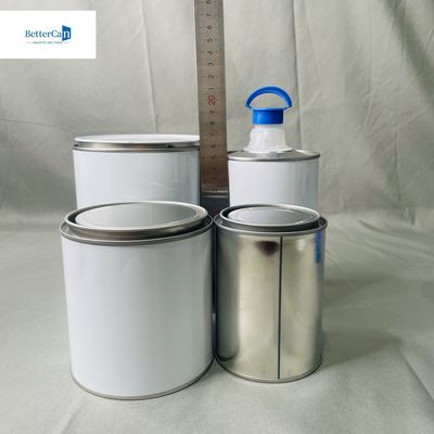 0Épaisseur de.28 mm Boîtes d' étain de peinture blanche ronde à triple couverture étroite 1 litre carré Boîte d' étain vide