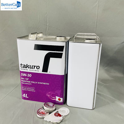 Manche métallique d'huile moteur 4 litres boîtes d'étain vides avec un bouchon métallique ODM 1 gallon Package